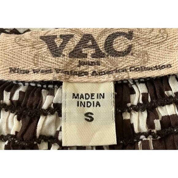 NINE WEST VINTAGE AMERICA V.A.C. SHORT SLV PULL-OVER BLOUSE, WOMENS, S-BRN/WHITE - Picture 10 of 12